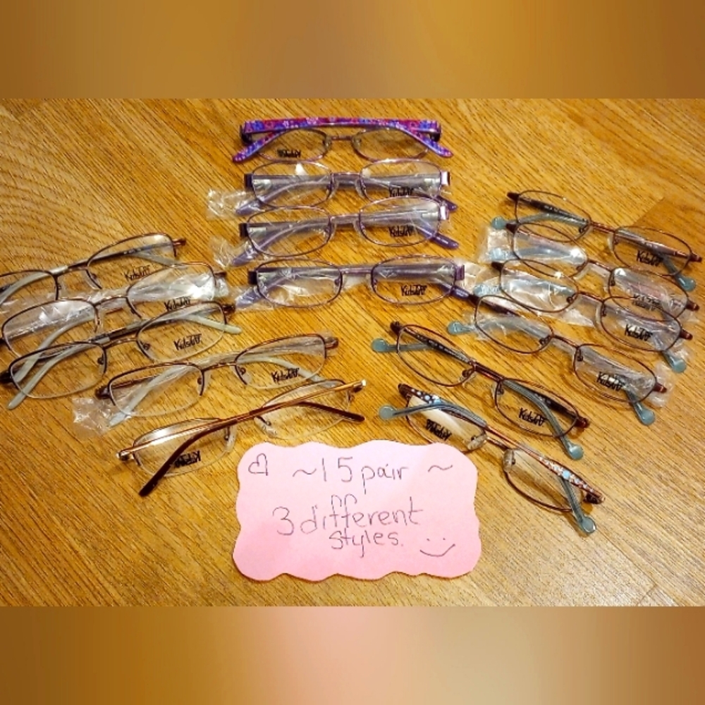 Lot of 15- girls or boys children's new kidstuff glasses frames- 3 styles!